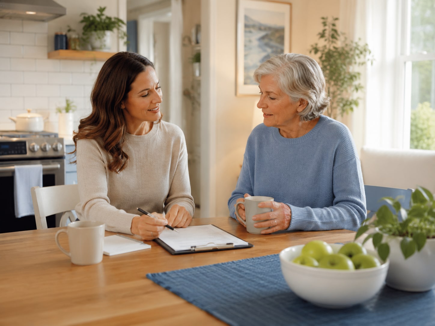 A MyIntel specialist reviewing a home safety assessment with an older adult
